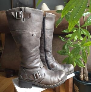 Rieker Lambswool Lined Leather Knee-High Boots